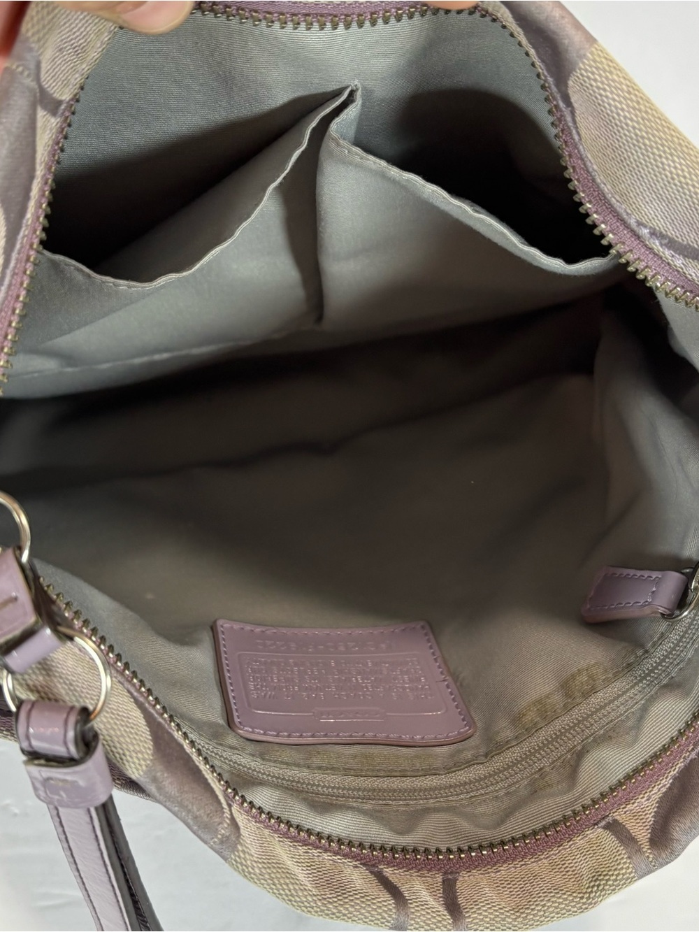 Coach Crossbody in Taupe and Lavender Trim - Picture 10 of 13